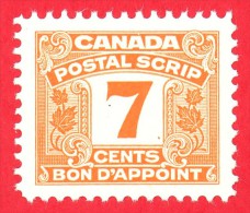 Canada Revenue # FPS29 - 7 Cents - Mint - Dated  1967 - Postal Script/  Bon D'Appoint - Steuermarken