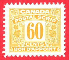 Canada Revenue # FPS37 - 60 Cents - Mint - Dated  1967 - Postal Script/  Bon D'Appoint - Steuermarken