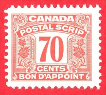 Canada Revenue # FPS38 - 70 Cents - Mint - Dated  1967 - Postal Script/  Bon D'Appoint - Steuermarken