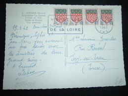 CP TP AMIENS 0,05F X4 OBL.MEC. 19-3-1963 TOURS-GARE (37) - 1941-66 Coat Of Arms And Heraldry