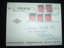 CP TP AMIENS 0,05F X5 OBL.MEC. 25-3-1965 PARIS RP (75) + OJ PERRIN ORFEVRE JOAILLIER - 1941-66 Coat Of Arms And Heraldry