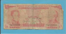 VENEZUELA - 5 BOLÍVARES - 13 / 03 / 1973 - Pick 50g - BOLÍVAR LIBERTADOR E FRANCISCO DE MIRANDA - 2 Scans - Venezuela