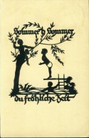 Scherenschnitt Silhouette Sommer O Sommer Schwindt 8.4.1936 Von Mülheim Ruhr - Silhouetkaarten