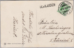 Heimat GL SCHWANDEN Bahnwagenvermerk 1908-10-17 Ambulant N.27/L2292 Auf AK - Spoorwegen