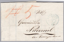 Heimat AG LENZBURG 1853-07-06 Blau Brief Nach Niederwil - ...-1845 Prephilately