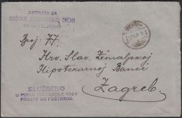 Yugoslavia 1924, Stampless Offical Cover Zemun To Zagreb W./ Postmark Zemun - Lettres & Documents