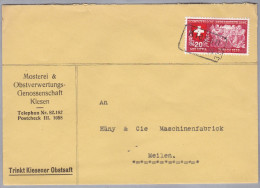 Heimat BE KIESEN 1939-?-20 Bahnstation-Stempel Auf Brief Nach Meilen - Covers & Documents