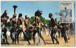 Tchad 42 Region De Daba Danses Apres La Recolte Du Coton Hommes Nus Timbre Danse Maximum Bamako - Tchad