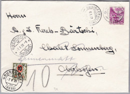 Heimat BE GRÜNENMATT 1939-01-07 Portomarke 10Rp.auf Brief Aus Hünibach B. Thun - Taxe