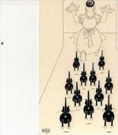 Delcampe - DUBOUT , Chats Noirs Suivant Une Femme Portant 2 Plats De Nourriture - Dubout