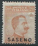 1923 SASENO EFFIGIE 20 CENT MNH ** - K84 - Saseno