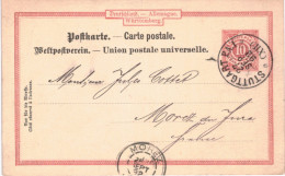 ENTIER POSTAL .... WURTTEMBERG 1892 ... STUTTGART - Otros & Sin Clasificación