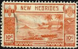 BRITISH NEW HEBRIDES LANDSCAPE ORANGE PART SET OF 1 STAMP 10 CENTIMES UHD 1938 SG53 READ DESCRIPTION !! - Gebruikt