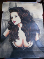 Peinture Acrylique Et Fusain Sur Papier Canson 99 X 75 Inachevée, érotique - Acrylic Resins