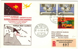 SVIZZERA - SUISSE - HELVETIA &ndash; 1981 &ndash; First Flight - Premier Vol - Zurich-Boroko (Port Moresby) - Swissai... - Flugzeuge