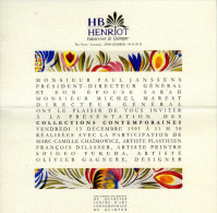 Invitation à La Présentation Des Collections Contemporaines Faienceries De Quimper HB Henriot (29) - Réceptions