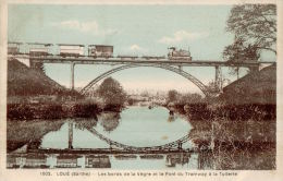 CPA  LOUE ,  Les Bords De La Vègre Et  Le Tramway A La Tuillerie - Loue