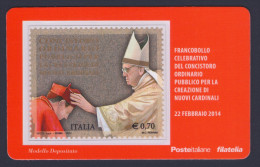 2014 ITALIA REPUBBLICA "CONCISTORO ORDINARIO PUBBLICO" TESSERA FILATELICA - Philatelic Cards