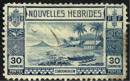 FRANCAISE NEW HEBRIDES LANDSCAPE BLUE PART SET OF 1 STAMP 30 CENTIMES UHD 1938 SGF58 READ DESCRIPTION !! - Used Stamps