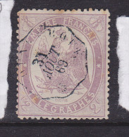 FRANCE TIMBRE TELEGRAPHE N° 8 VIOLET OBL - Telegraph And Telephone