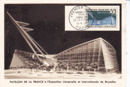 Exposition Bruxelles, Carte Maximum N 1156, Pavillon De France - 1958 – Bruxelles (Belgique)