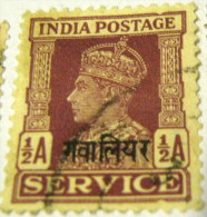 India 1939 King George VI Service Gwalior 0.5a - Used - Gwalior