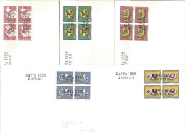 Schweiz Suisse 1958: Zu Pro Patria WII86-90 Mi 657-661 Yv 606-610 Blocks Mit Beistempel SAFFA 1958 ZÜRICH (Zu CHF 80.00) - Brieven En Documenten