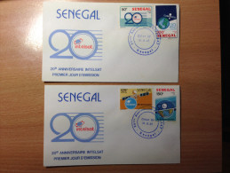 Sénégal FDC 1er Premier Jour 1987 20e Anniversaire Intelsat Space Espace Kosmos Satellite Satellit - Senegal (1960-...)