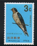 RYUKYUS 1966 SWALLOW BIRD STAMP - Schwalben