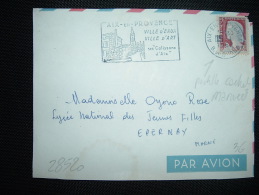 DEVANT LETTRE TP MARIANNE DE DECARIS 0,25F OBL.MEC. VARIETE 15-1-1962 AIX-EN-PROVENCE (13) - 1960 Marianne De Decaris