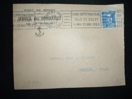 DEVANT TP DE GANDON 15F OBL.MEC.17-4-1953 BREST PPAL FINISTERE (29) + PORT DE BREST SERVICES Des ORDINAIRES DE LA MARINE - Schiffspost