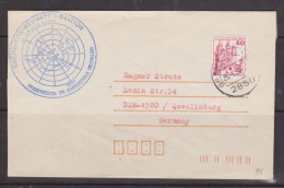 German Antarctic Research - Neumayer Station Cachet On Philatelic Cover , Adhesive Tied On Arrival At Bremen - Cartas & Documentos