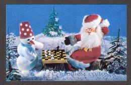 Chess Schach Echecs Ajedrez 1979 Postcard Santa Claus Play Chess - Chess