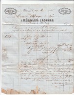 1865. FACTURE MORGES EPICERIE DROGUERIE MÜNDLER-LACOMBE. 10C Pour NYON /255 - Covers & Documents