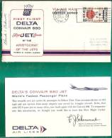 US - 2 - FIRST FLIGHT AIR MAIL DELTA CONVAIR 880 World´s Fastest Passenger Plane 1960 COVER + Commemorative CARD - 2c. 1941-1960 Covers