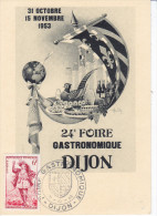 Foire Gastronomique Dijon 1953, Carte Maximum N 943 - Alimentation