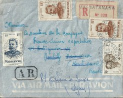 2267 MADAGASCAR Lettre RECOMMANDEE Avec Accusé De Réception   MAEVATANANA  18 9 1952  Joffre - Brieven En Documenten