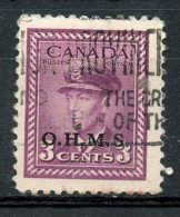 Canada 1949 3 Cent King George VI War O.H.M.S. Overprint Issue #O3 - Surchargés
