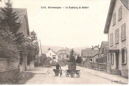 90 - GIROMAGNY : LE FAUBOURG DE BELFORT . ATTELAGE DE CHIEN . - Giromagny