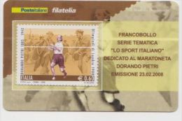 2008 - ITALIA -  TESSERA FILATELICA   "SPORT ITALIANO DEDICATO AL MARATONETA DORANDO PIETRI" - Cartes Philatéliques