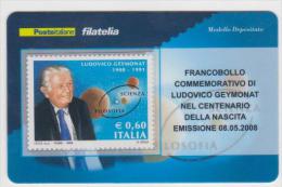 2008 - ITALIA -  TESSERA FILATELICA   "CENTENARIO NASCITA DI LUDOVICO GEYMONAT" - Philatelistische Karten