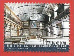 ITALIA REPUBBLICA USATO - 2014 - Eccellenze Del Sapere - Biblioteca Nazionale Braidense, Milano - € 0,70 - S. 3482 - 2011-20: Oblitérés