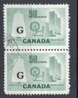 Canada 1953 50 Cent Textile Industry  G Overprint Issue #O38  Vertical Pair - Sobrecargados