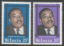 St Lucia. 1968 Martin Luther King Commemoration. MH Complete Set. SG 250-251 - Ste Lucie (...-1978)