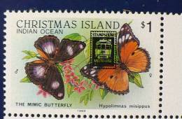 CHRISTMAS ISLAND: PAPILLONS  1 Valeur Neuve Surchargée MELBOURNE. **. MNH - Papillons