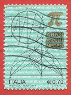 ITALIA REPUBBLICA USATO - 2013 - Anno Archimedeo - € 0,70 - S. 3432 - 2011-20: Gebraucht