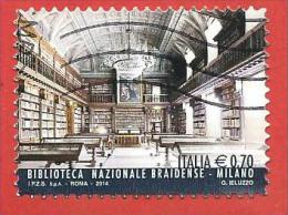 ITALIA REPUBBLICA USATO - 2014 - Eccellenze Del Sapere - Biblioteca Nazionale Braidense, Milano - € 0,70 - S. 3482 - 2011-20: Gebraucht