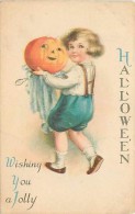 233391-Halloween, Wolf No 21-3, Ellen Clapsaddle, Boy Holding Jack O Lantern - Halloween