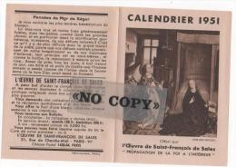 CALENDRIER  1951  ( Oeuvre De SAINT - FRANÇOIS De SALES ) - Small : 1941-60