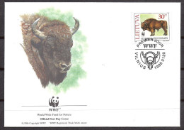 Env Fdc Wwf  Lithuanie1996, Bison, Stumbras Bison Bonasus - FDC